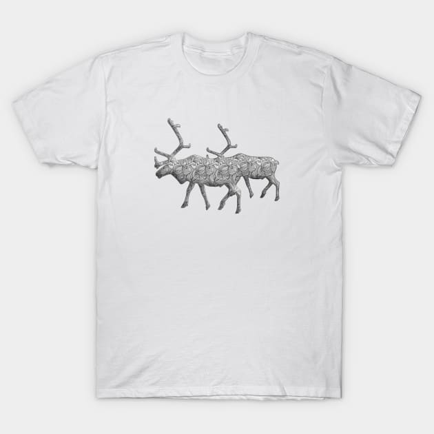 Silver Reindeer T-Shirt by MikaelJenei